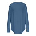 thumbnail image 4 of Summer Tops for Women Casual Solid Color Loose Round Neck Long Sleeve Thumb T Shirt Pullover Top Work Tunic Active 8 Womens Long Sleeve Pack Womens Short Athletic Shirt Satin Navy S, 4 of 6