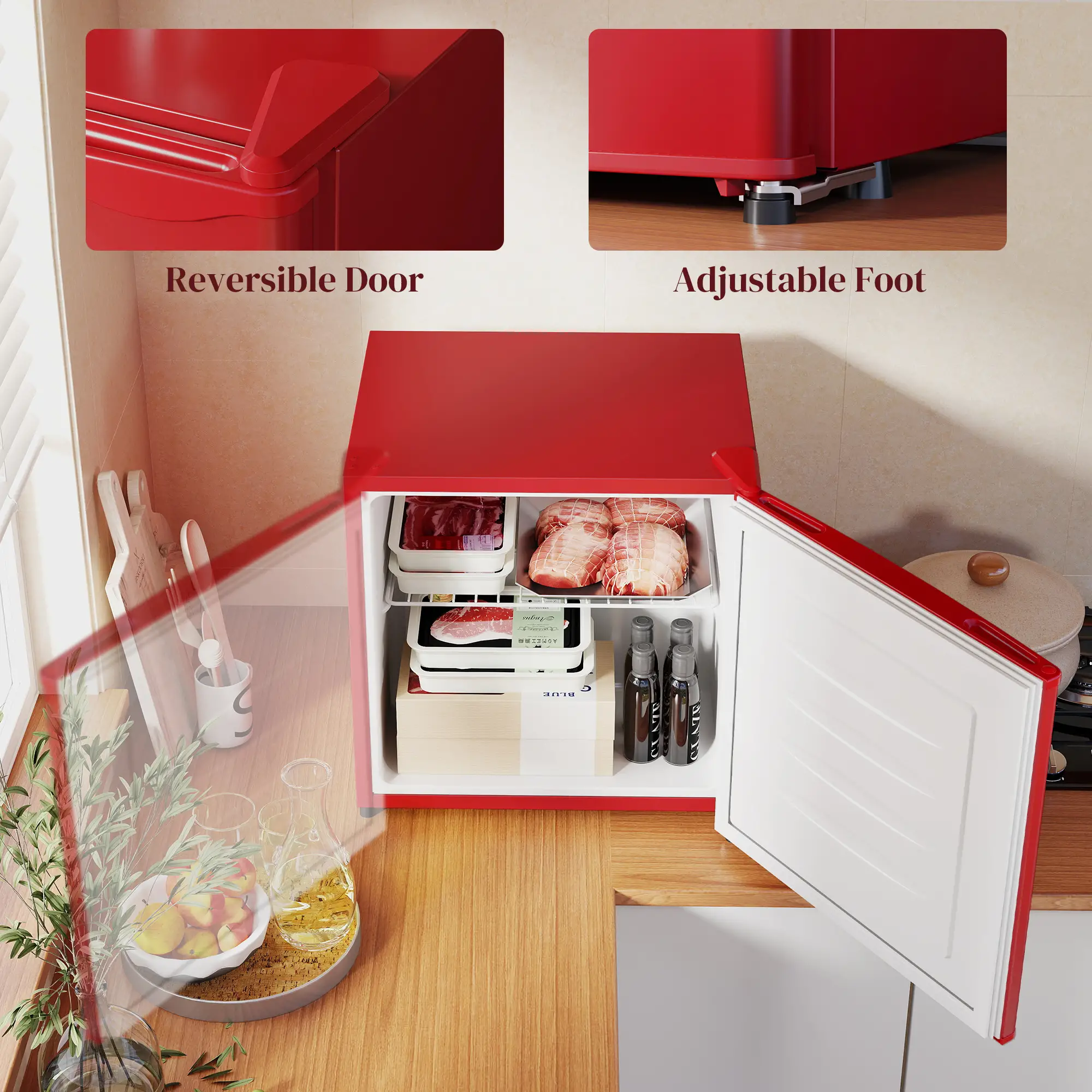 1.1 Cu. Ft. Countertop Mini Freezer, Compact Upright Freezer with Removable Shelves
