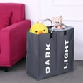 thumbnail image 2 of Labymos Collapsable 2-section Laundry Bag Foldable Laundry Hamper Durable Oxford Fabric Laundry Basket Clothes Sorter, 2 of 8
