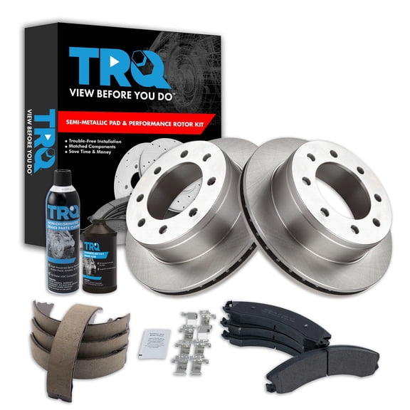 TRQ Rear Brake Pad & Rotor Kit BKA38361 Fits Select 2009-2016 Chevrolet Express 3500 , 2009-2016 GMC Savana 3500