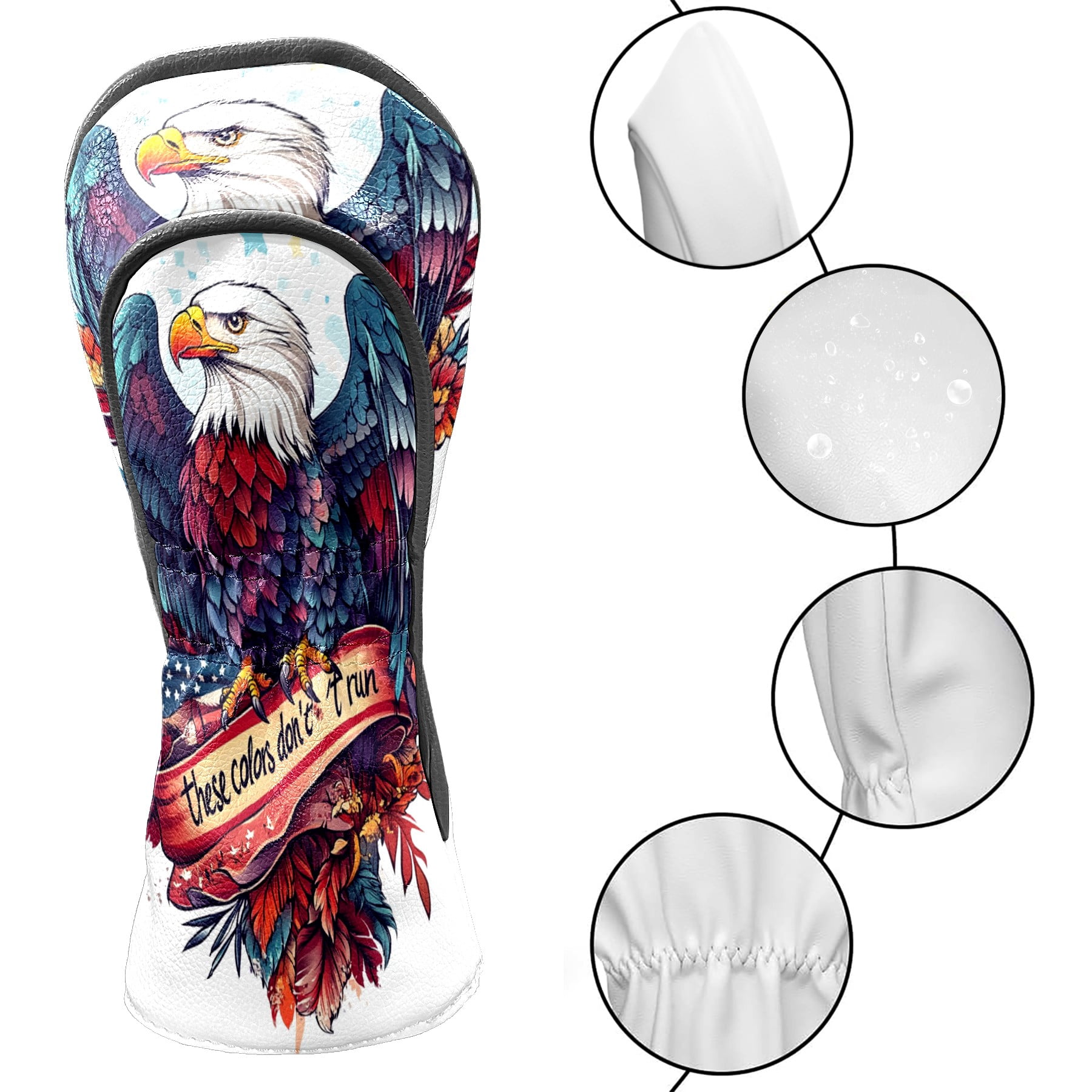 Golf Club Covers PU Leather Waterproof Head Covers for Fairway Woods Hybrids Vulture