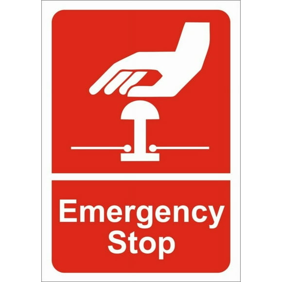 Size: 16" x 12" - EMERGENCY STOP Metal Sign OR FOAMEX SIGN H&S SIGNS SITE SAFETY