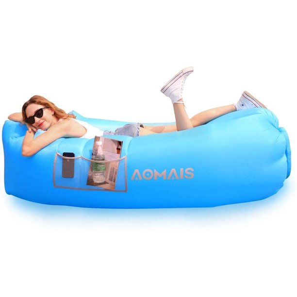 Leakproof Inflatable Lounger Pool Floating Air Sofa w/ Pillow & Side