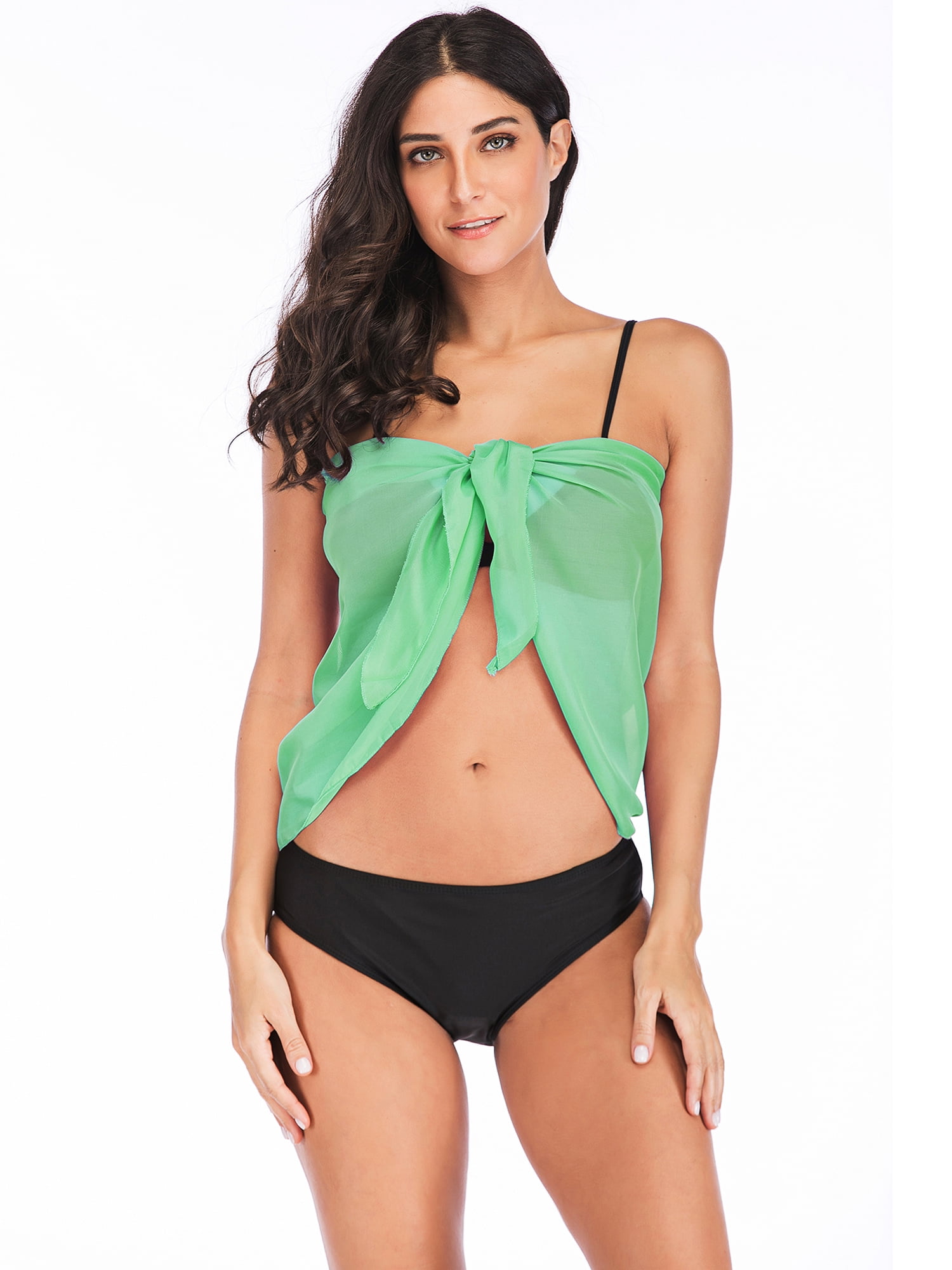 MoneRffi Women Beach Skirt Ruffles Sarong Wrap Bikini Cover Up Chiffon Wrap Skirts Swimwear Summer Bathing Suit Swimsuits