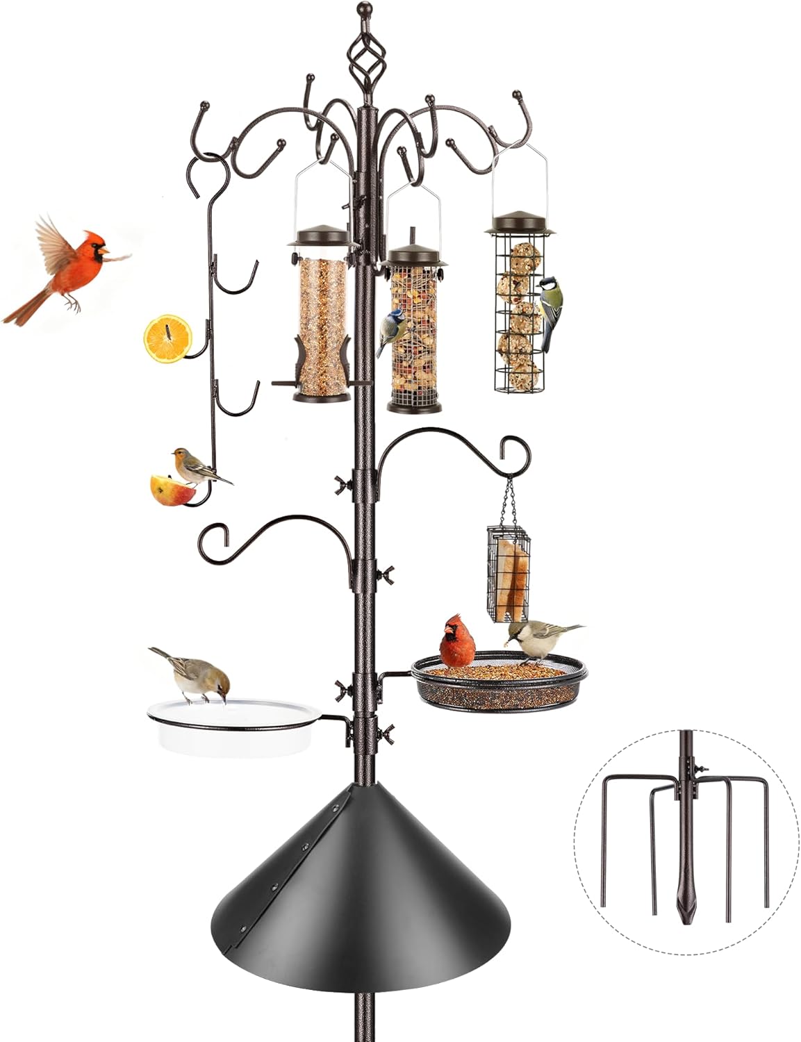 Bird Feeders Bird Feeding Station Kit Bird Feeding Pole Wild Bird Feeder Hanging Kit with Squirrel Guard Baffle Suet Cage Tube Bird Feeder Planter Hanger Multi Feeder for Attracting Wild Birds