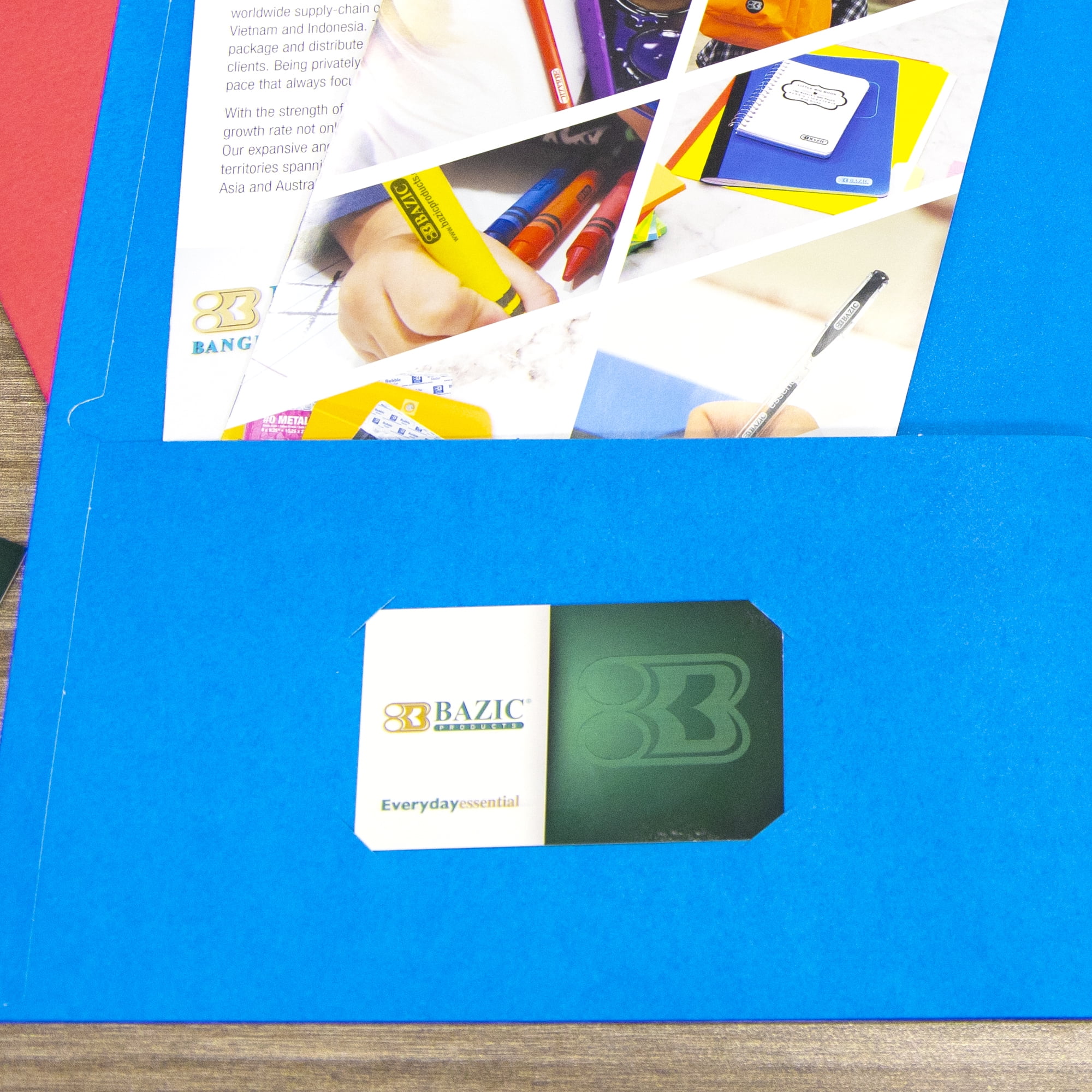 BAZIC 2 Pockets Paper Folder, Premium Leatherette Portfolio, 25-Count