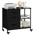 thumbnail image 5 of LINJH 3 Drawers File Cabinet File Folders Filing Cabinets Open Storage Shelf Black, 5 of 24