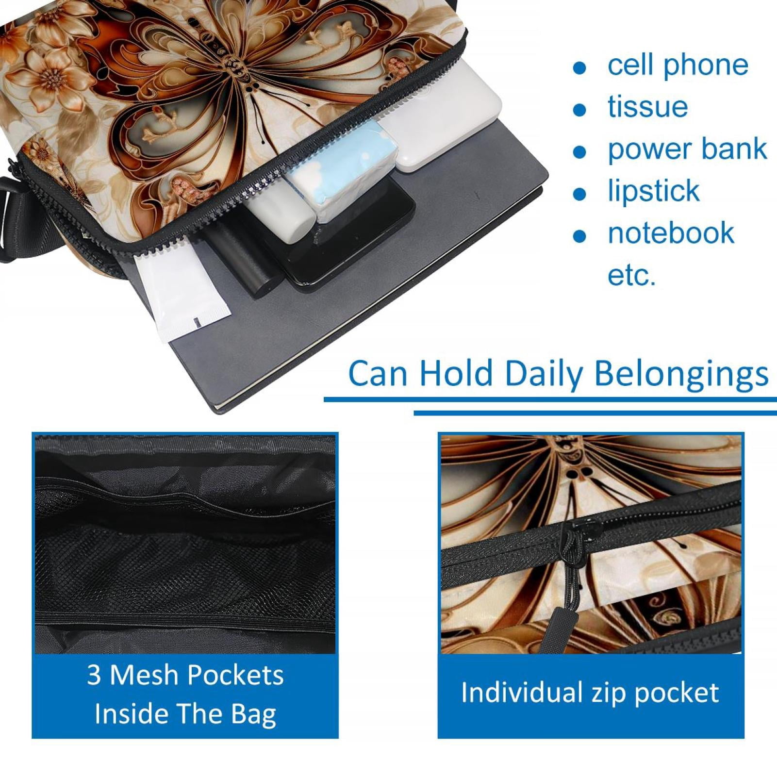 Butterflies Lightweight Adjustable Sling Bag Waist Pack with Extension Strap Unisex - Ideal for Travel and Outdoor Activities