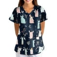thumbnail image 6 of BDPORKAS Butterfly Scrubs for Women Stretchy Nurse Scrub Top V-Neck Casual Nursing Tops, 6 of 6