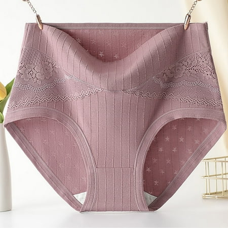 Savings Womens Over Size Comfortable Briefs Panties Women s Solid Lace Plus Size High Waist Leak Proof Crotch Shorts Underwear Panties Summer Loose Thin Mesh Breathable Underpants