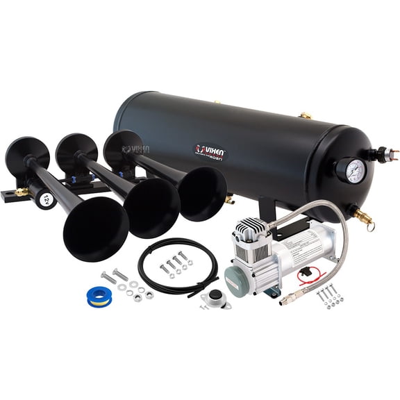 Vixen Horns Train Horn Kit for Trucks/Car/Semi. Complete Onboard System- 200psi Air Compressor, 3 Gallon Tank, 3 Trumpets. Super Loud dB. Fits Vehicles like Pickup/Jeep/RV/SUV 12v VXO8330/3118B