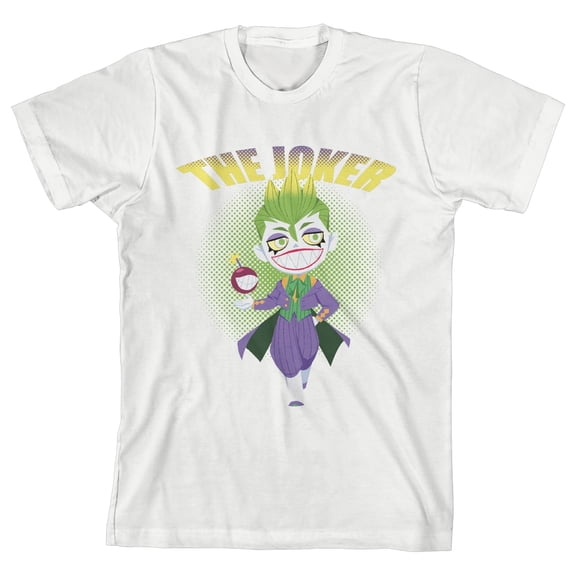 Boy's White Tee, Chibi Joker Full-Body-S