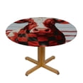 thumbnail image 3 of ONETECH Fitted Table Round Cover Elastic Edged Tablecloth,Christmas Farm Rooster Pig Cow Circle Tables Cover Waterproof Wipeable Tabletop Protector Cloth for Dinner Party Retro Wood Buffalo Black, 3 of 7