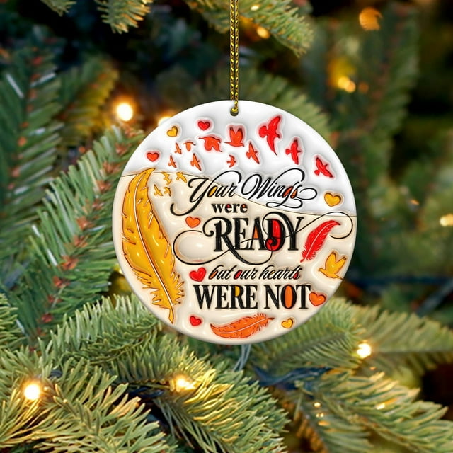 3D Inflated Memory Christmas Ornament Png, Memorial Christmas Round Ornament Png Sublimati - As Picture - 3-Pack