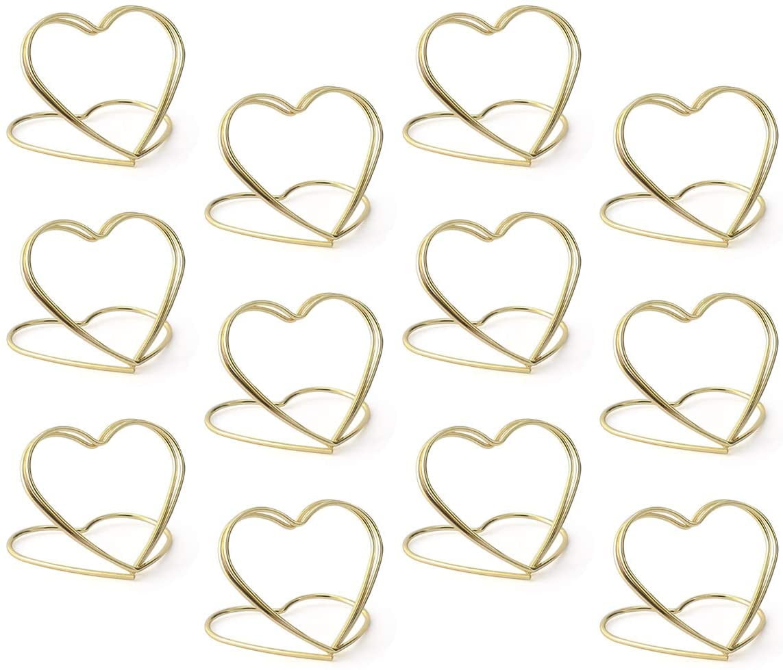 12X Heart Shape Photo Holder Table Number Holders Place Card Paper Menu Clips G 