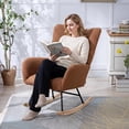thumbnail image 2 of Leumius Rocking Chair Nursery,Teddy Upholstered Glider Rocker with High Backrest,Modern Rocking Accent Chairs Glider Recliner for Living Room, Nursery, Bedroom,Brown, 2 of 14