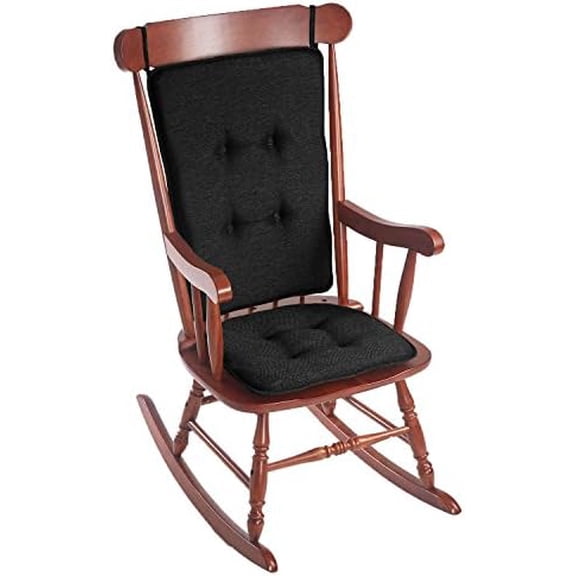 Embrace Rocking Chair Cushions for Living Room, Nursery, or Home Office, Tufted and Non-Slip Pads, 2 Piece Set, Seat 16"x15" and Seat Back 24"x17", Black