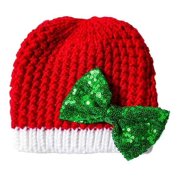 DHFJKG Winter Baby Christmas Bowknot Beanie For Boys Girls Warm Yarn Infant Stocking Cap For Holiday Newborn Xmas Cozy Hats