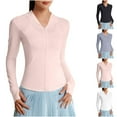 thumbnail image 5 of yoeyez Maillot Dermoprotecteur pour Femmes Upf 50+ Protection Uv Manches Longues Chandails d'Entraînement contre le Soleil Coupe Sèche Randonnée Chandail de Bain Hauts d'Entraînement avec Poches Rose,G, 5 of 5