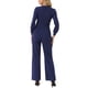 thumbnail image 3 of INSPIRAR CHIC Mono de Manga Larga con Cuello en V para Mujeres con Cinturón, Pantalones Anchos y Elásticos con Bolsillos, L Azul Marino, 3 of 5