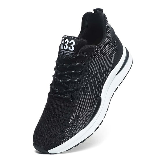 Mens Elevator Sneakers Invisible Height Increasing Elevator Shoes cloud runners 2.4" boost Taller Lightweight Breathable Mesh Upper Hidden Heel Trainers Lace-up Sports Shoes Black 37