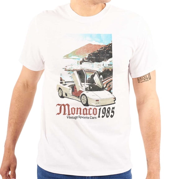 Monaco 1985 Vintage Sports Car Men's Graphic T Shirt Tees Brisco Brands S