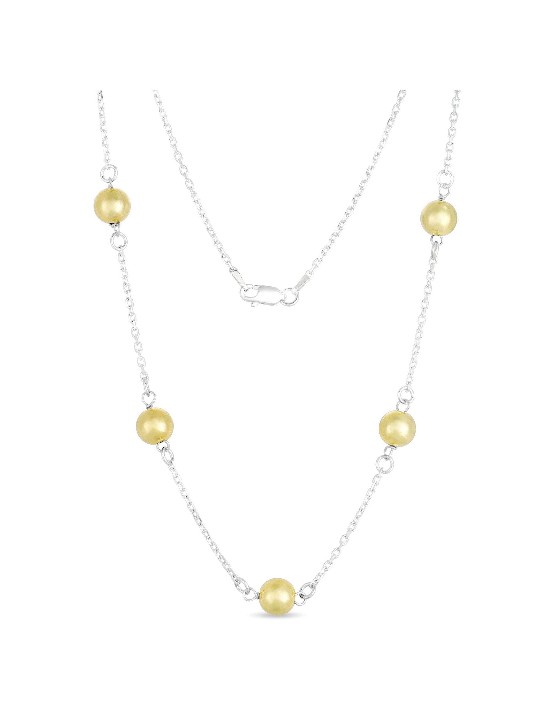 STERLING SILVER BEADED STATION NECKLACE