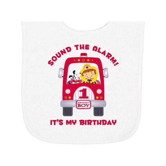 Inktastic Fire Truck 1st Birthday Boy Baby Terry Cloth Bib