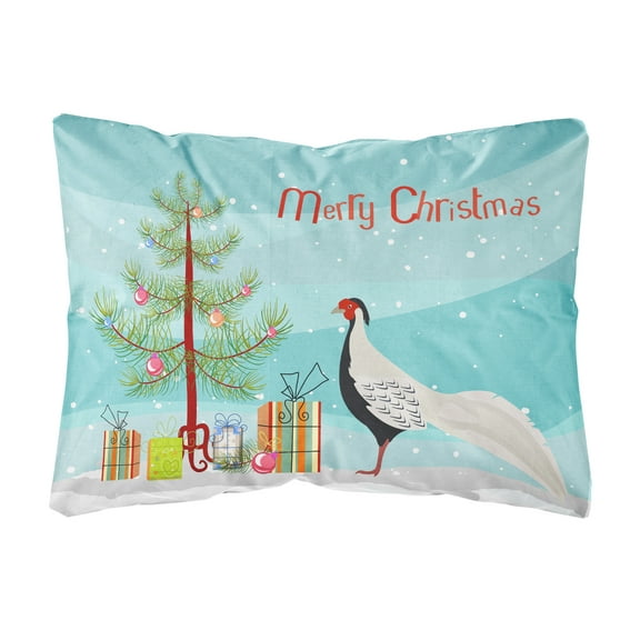 Carolines Treasures BB9296PW1216 Silver Pheasant Christmas Canvas Fabric Decorative Pillow, Teal, 12H x16W, multicolor