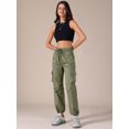 thumbnail image 2 of DARING DIVA Women's Cargo Joggers Streetwear Pockets Casual Pants Medium Army Green, 2 of 6