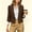 Coffee, variant on Women Blazer Jacket 3/4 Ruched Sleeve Waterfall Lapel Black Solid Single Button Cropped Casual Outerwear Tops All Season Womens Blouses