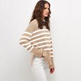 thumbnail image 5 of Timegard Sweaters for Women Striped Drop Shoulder Side Split Long Sleeve Pullover Fall Winter Knit Tops, 5 of 7