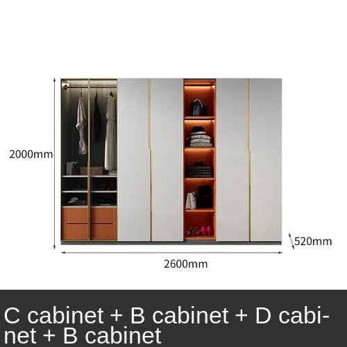Bedroom household wardrobe simple modern double door overall coat cabinet cloakroom glass door light luxury cabinet combination My Lux Decor Round