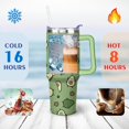 thumbnail image 4 of 40oz Kawaii Green Avocado Design Stainless Steel Flip Straw Tumbler Spill Proof Travel Cup Double Wall Vacuum Insulated Coffee Mug with Top Handle, 4 of 6