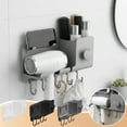 thumbnail image 1 of Plastic Storage Rack Wall Mounted Hair Dryer Holder with Hook and Phone Support No Drill Bathroom Organizer Black Plastic Storage Rack(1-Piece) Rkxzt, 1 of 9