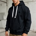 thumbnail image 7 of Men's Vintage Graphic Letter Hoodies Long Sleeve thermal Drawstring Hooded Sweatshirts Spring Fall Oversized Pullovers with Kangaroo Pocket Size 4XL Black, 7 of 7