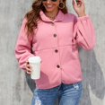 thumbnail image 5 of Lilgiuy Women's Solid Color Button Recreational Long Sleeve Lapel Coat Tops(Pink,8) Winter Fashion 2022, 5 of 5