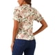 thumbnail image 3 of BLUSA CHIC PARA MUJER INSPIRADA, CON FLORES, MANGAS CORTAS RIZADAS, CUELLO RIZADO, BLUSAS CASUAL XS BEIGE-FLORAL, 3 of 5