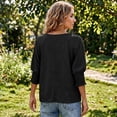 thumbnail image 6 of Gingprous 3/4 Sleeve Blouse for Women Smocked Cuffs Tops Loose Casual Tee Shirt Dressy Casual Womens Shirt, 6 of 8