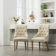thumbnail image 2 of Tan Wingback Dining Chairs with Nail Heads / Add Natural Wood Grain, 2 of 6