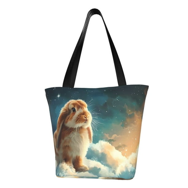 Balery Starry Sky Cloud Cute Rabbit Bolsa de Hombro con Diseño, Bolsa Grande y Duradera, Bolsa Versátil para Compras