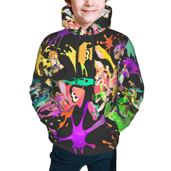 Splatoon 3 Kids' Hoodie 3d Print Sweatshirt Soft Pullover Hooded With Big Pockets For Boys Or Girls Small