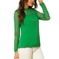 thumbnail image 5 of MODA NOVA Junior's Lace Floral Panel Long Sleeves Blouse Green XS, 5 of 6