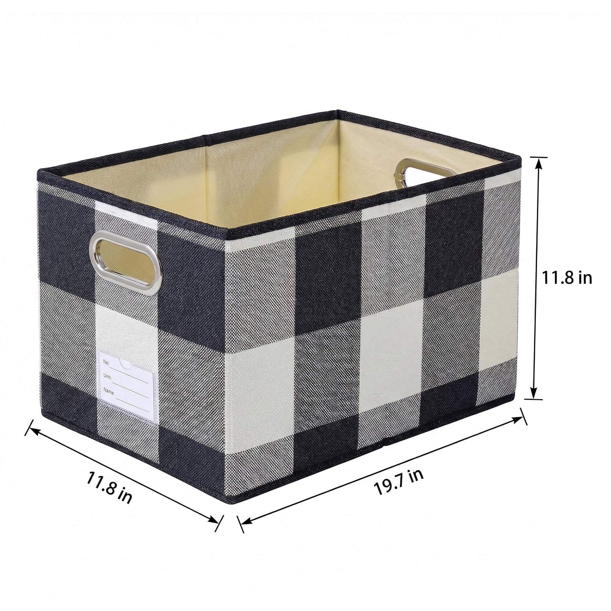 Unique Bargains Storage Bin with Handles for Shelves Closet Black 11.8" x 19.7" x 11.8"
