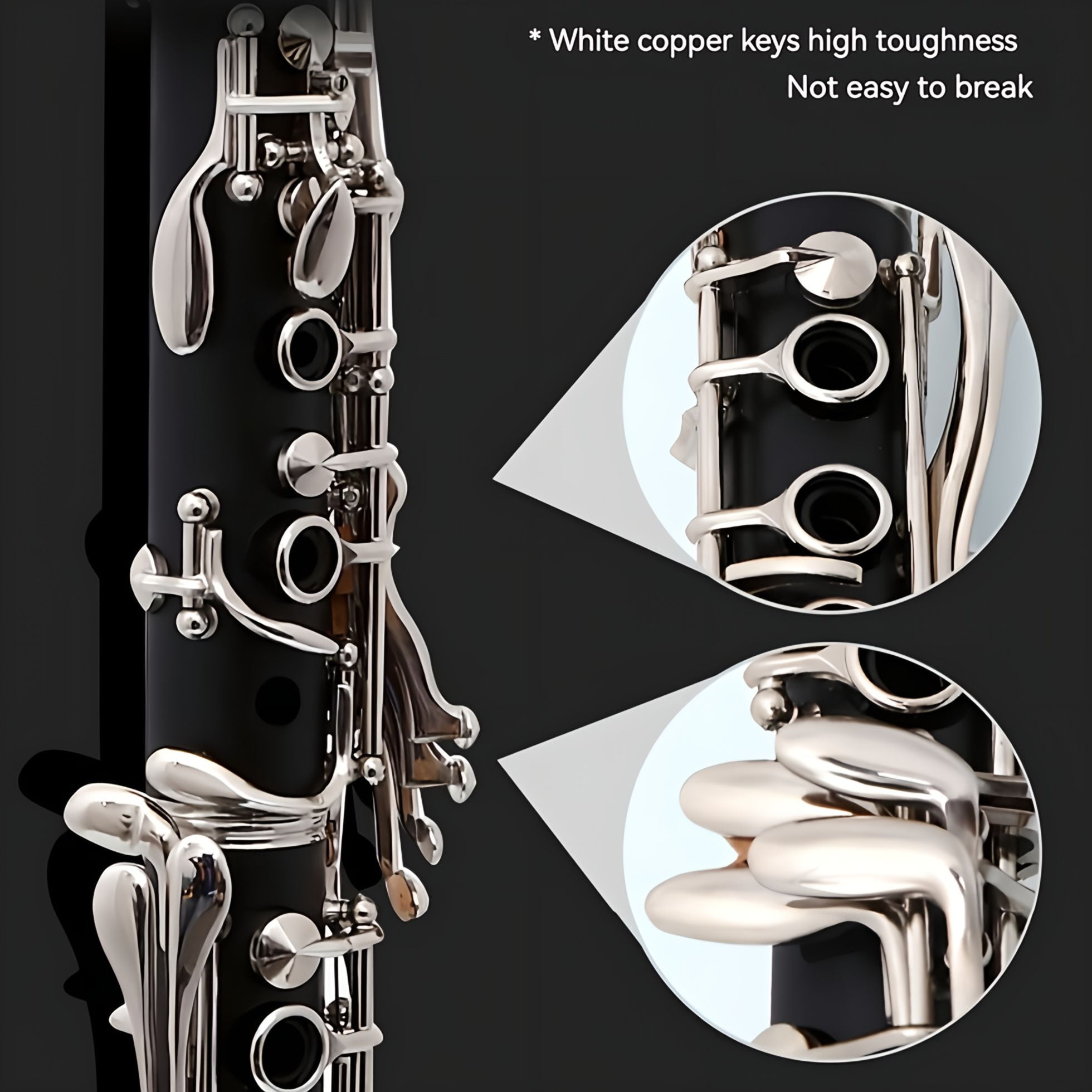 HOGSN clarinet in B flat，beginner's performance, professional playing instrument with box, cleaning kit.