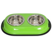 Iconic Pet Color Splash Stainless Steel Double Diner (Green) For Dog/Cat, 1/2 Pt, 8 Oz, 1 Cup