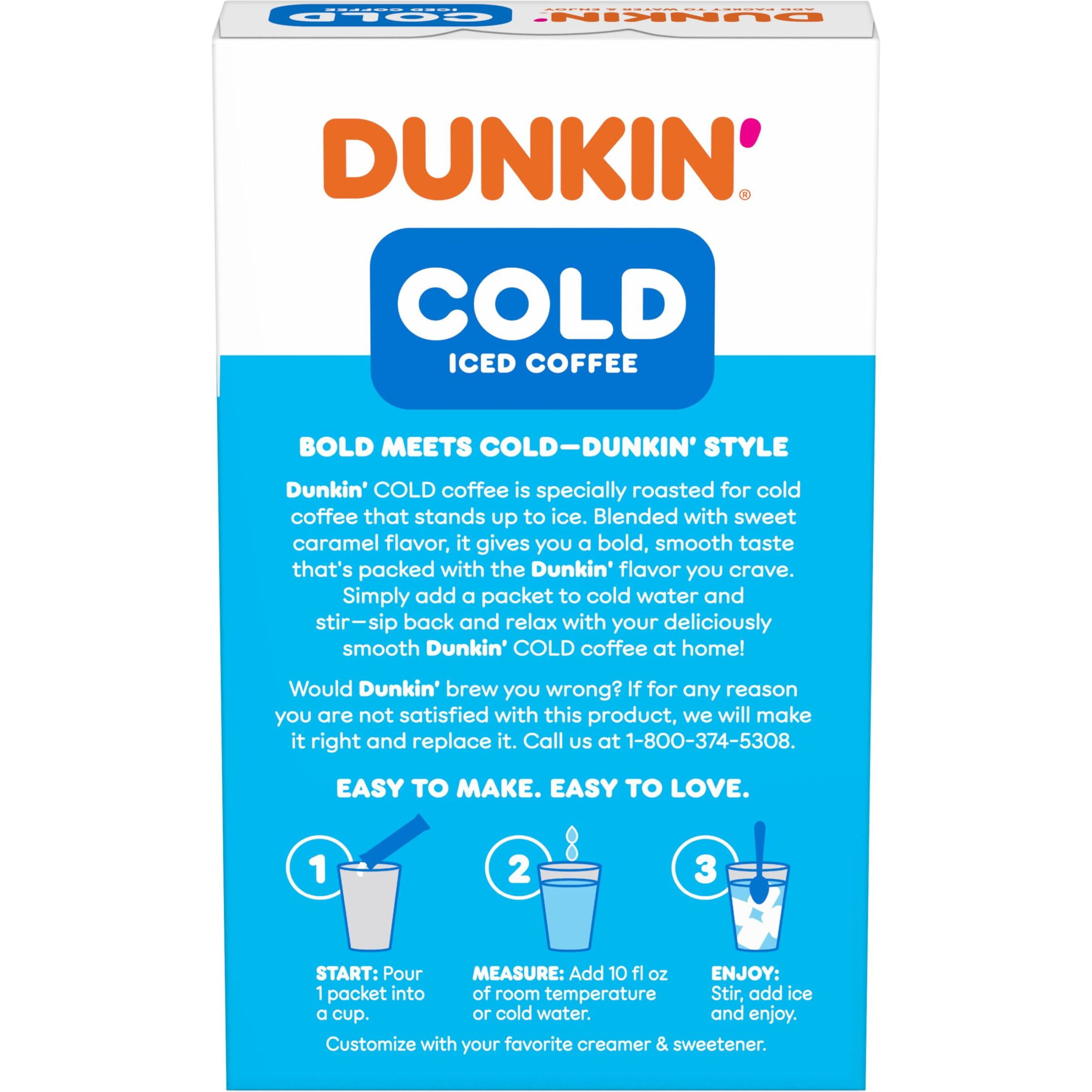 (2 pack) Dunkin’ Cold Iced Coffee, Caramel Artificially Flavored Powdered Instant Coffee Packs, 6 count