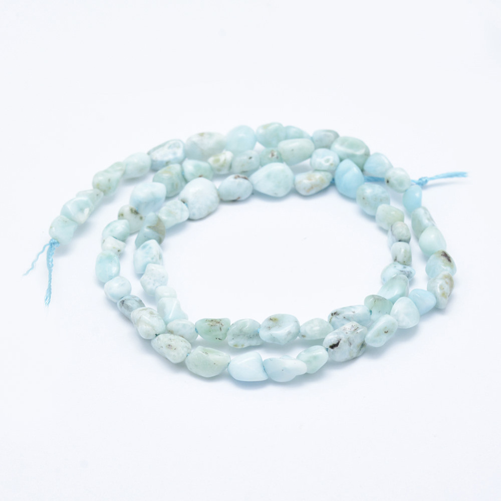 Natural Larimar Beads Strands Tumbled Stone 5~11x5~7mm Hole: 1mm 15.3 inch~15.7 inch(39~40cm)
