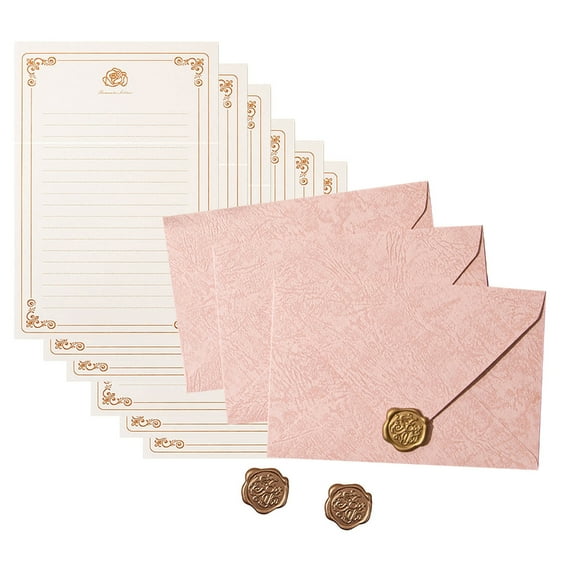 Antique Stationary Letter Paper and Envelopes Set 6 Lined Writting Paper 3 Matching Envelopes 3 Seal Stamp Sticker