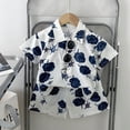 thumbnail image 2 of KPOPLK Toddler Baby Boy Outfit Clothes 2pcs for 1t 2t 3t 4t 5t Kids Button Up Short Sleeve Shirt and Shorts Set Gentleman Outfits Suit(4-5 Years,Navy), 2 of 4